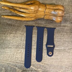 Apple Watch Silicone Rose Gold Buckle Navy Blue Band 42mm S/M and M/L